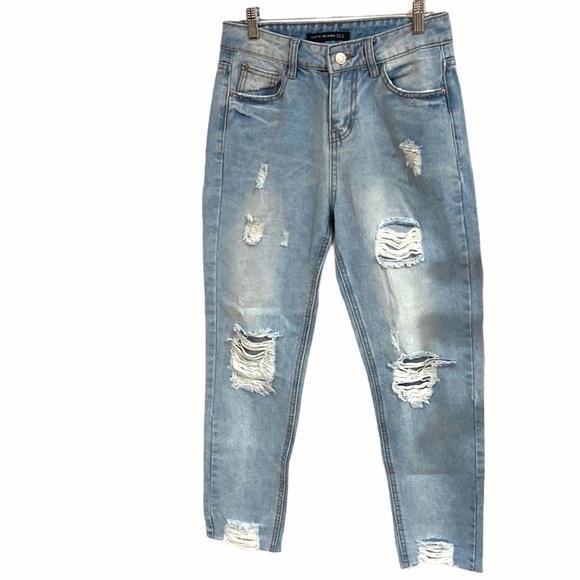 Zafsi Bling Distressed High Waisted Mom Jeans SZ 27 - Picture 1 of 5